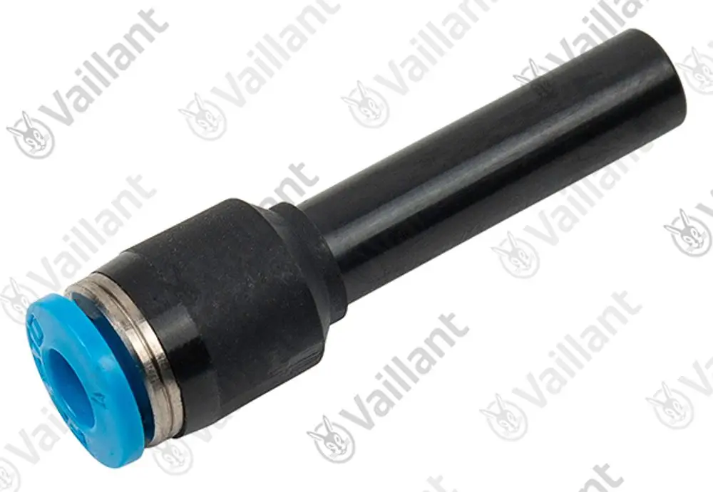 Vaillant Adapter mit blauem Anschluss und schwarzer Länge, geeignet für spezifische Zuluft-Anwendungen.